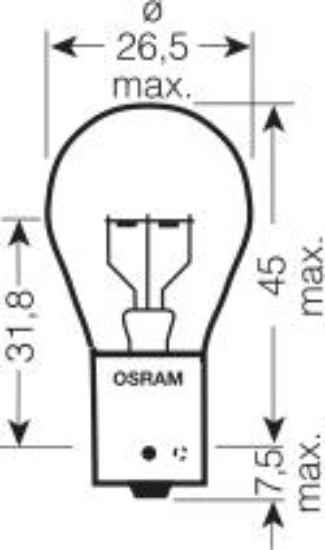 Picture of OSRAM 12V 21W P21W BA15S