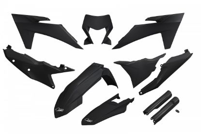 Afbeeldingen van UFO FULL KIT KTM BLACK WITH HEADLIGHT - EXC / EXCF 2024