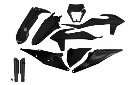 Afbeeldingen van UFO FULL KIT KTM BLACK WITH HEADLIGHT - EXC /EXC-F 2020-2023