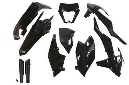 Afbeeldingen van UFO FULL KIT KTM BLACK WITH HEADLIGHT - EXC / EXC-F 2017-2019