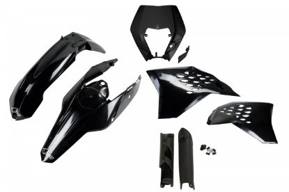 Picture of UFO FULL KIT KTM BLACK WITH HEADLIGHT - EXC / EXC-F 2009-2011