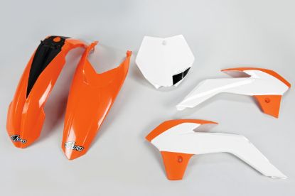 Picture of UFO PLASTIC KIT KTM WHITE / ORANGE (OEM) - KTM 85 13-16