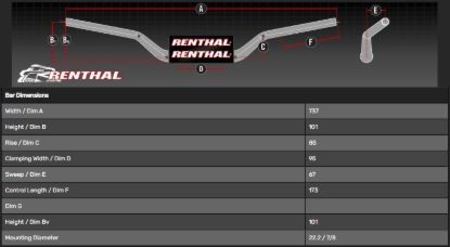 Picture of RENTHAL HANDLEBAR 22MM BLACK-PADDED 780 KAWASAKI KX80/85/100 98-14 780-01-BK-03-219